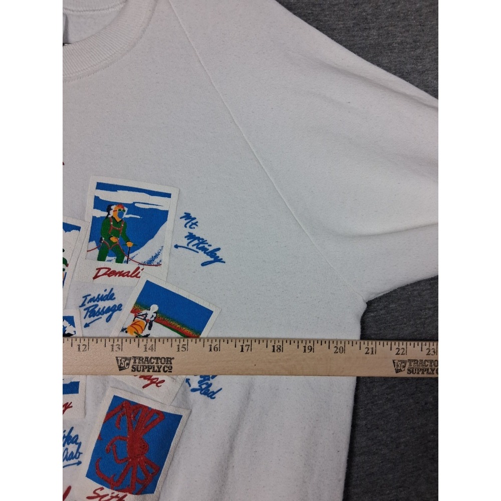 VTG Jerzees Sweatshirt Adult L White Crew Fleece Princess Cruises Alaska Ports - Picture 9 of 11